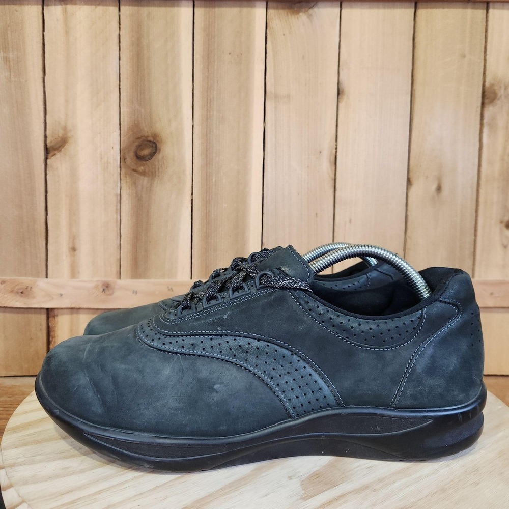 SAS Walk Easy Shoes Mens 11 W Black Nubuck Lace Up Comfort Casual Sneakers USA